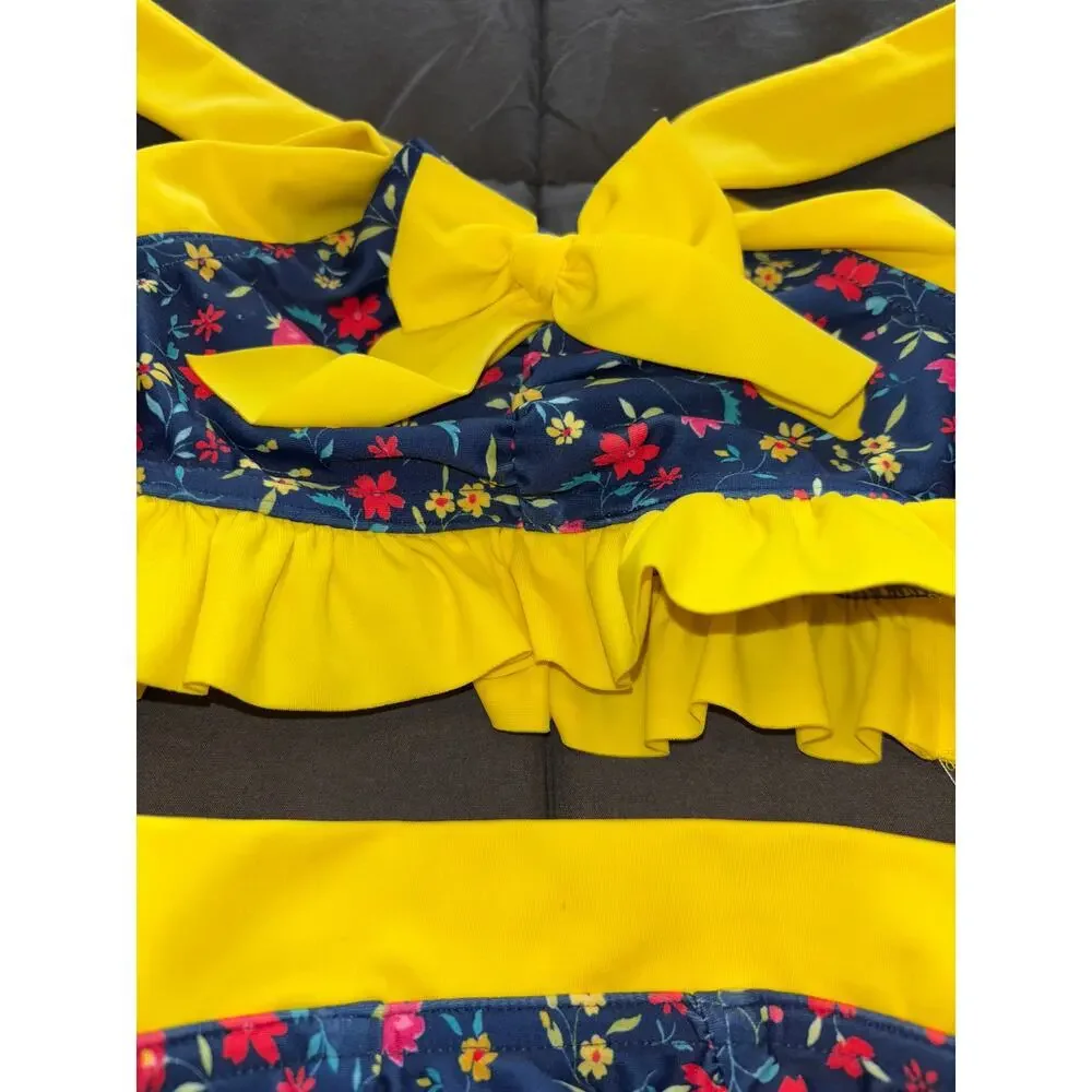 Floral Yellow Kids Swim Bikini
